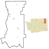 Stevens County Washington Incorporated and Unincorporated areas Marcus Highlighted.svg