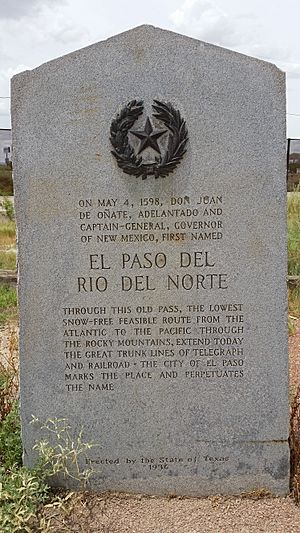 Archivo:Texas Historical Marker for Don Juan De Onate and El Paso Del Rio Norte