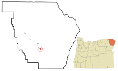Wallowa County Oregon Incorporated and Unincorporated areas Joseph Highlighted.svg