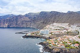 Aerial view of the steep coast of Los Gigantes on Tenerife, Spain (48225320527).jpg