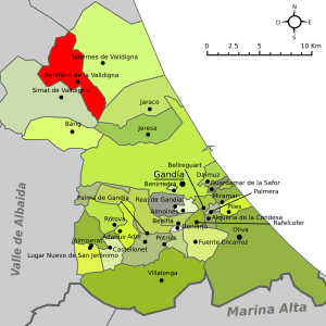 Archivo:Benifaró de Valldigna-Mapa de Safor