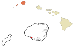 Kauai County Hawaii Incorporated and Unincorporated areas Pakala Village Highlighted.svg