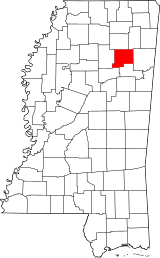Map of Mississippi highlighting Chickasaw County.svg