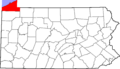 Map of Pennsylvania highlighting Erie County