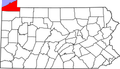 Map of Pennsylvania highlighting Erie County.svg
