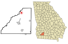 Mitchell County Georgia Incorporated and Unincorporated areas Baconton Highlighted.svg