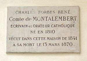 Archivo:Plaque Charles de Montalembert, 5 impasse de Valmy, Paris 7