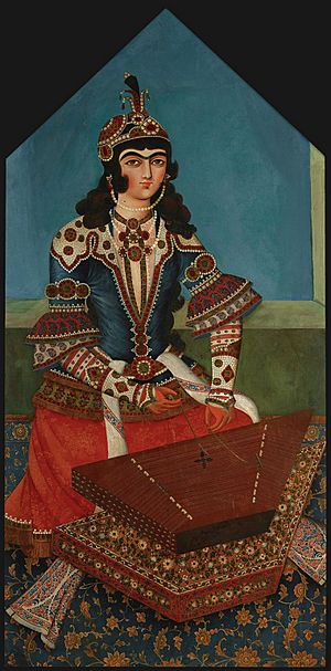 Archivo:Woman playing a santur, Qajar Iran, artist named Ahmad