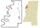 Bolivar County Mississippi Incorporated and Unincorporated areas Gunnison Highlighted.svg