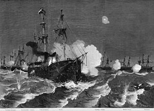 Archivo:Combat naval de Carthagène, entre les frégates insurgées et la flotte du gouvernement de Madrid