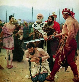 Archivo:Ilja Jefimowitsch Repin - Saint Nicholas of Myra saves three innocents from death