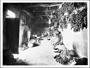 Interior of a Hopi Indian house at Oraibi, Arizona, ca.1900 (CHS-4586)