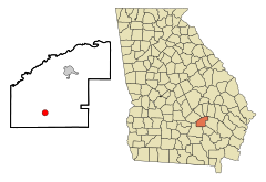 Jeff Davis County Georgia Incorporated and Unincorporated areas Denton Highlighted.svg