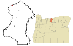 Sherman County Oregon Incorporated and Unincorporated areas Biggs Junction Highlighted.svg