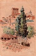 Siguenza, Sep. 1917, 15,3 x 23 cm, watercolor by Mariano Pedrero