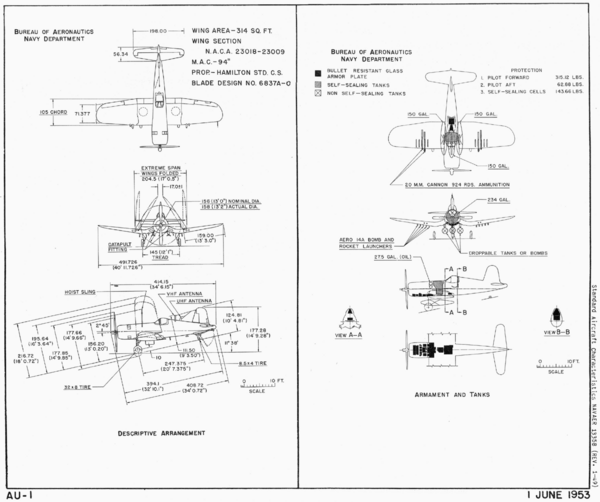 Archivo:Vought AU-1 Corsair Standard Aircraft Characterisics 1953