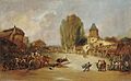 Cogida en una capea de pueblo 1855
