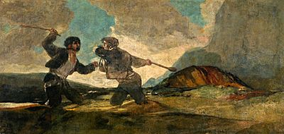 Archivo:Duelo a garrotazos, por Goya