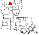 Mapa de Luisiana con la ubicación del Parish Lincoln