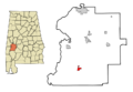 Marengo County Alabama Incorporated and Unincorporated areas Sweet Water Highlighted