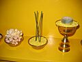Shrine offerings candles and incense