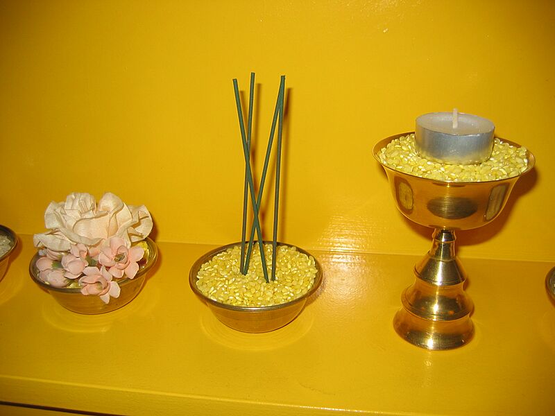Shrine offerings candles and incense
