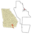 Ware County Georgia Incorporated and Unincorporated areas Sunnyside Highlighted
