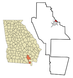 Ware County Georgia Incorporated and Unincorporated areas Sunnyside Highlighted.svg