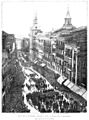 1893-01-30, La Ilustración Española y Americana, Madrid, entierro de Zorrilla, paso de la fúnebre comitiva por la calle de la Montera, Comba