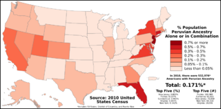 Americans with Peruvian Ancestry by state.svg