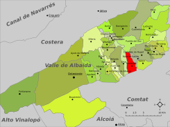 Localización en la comarca del Valle de Albaida