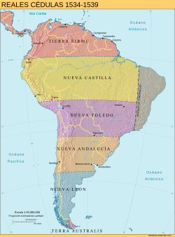 Gobernaciones españolas en América del Sur (1534-1539).svg
