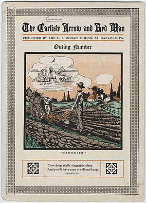 Archivo:He Carlisle arrow and Red Man Published by the U.S. Indian School at Carlisle, PA. 1918