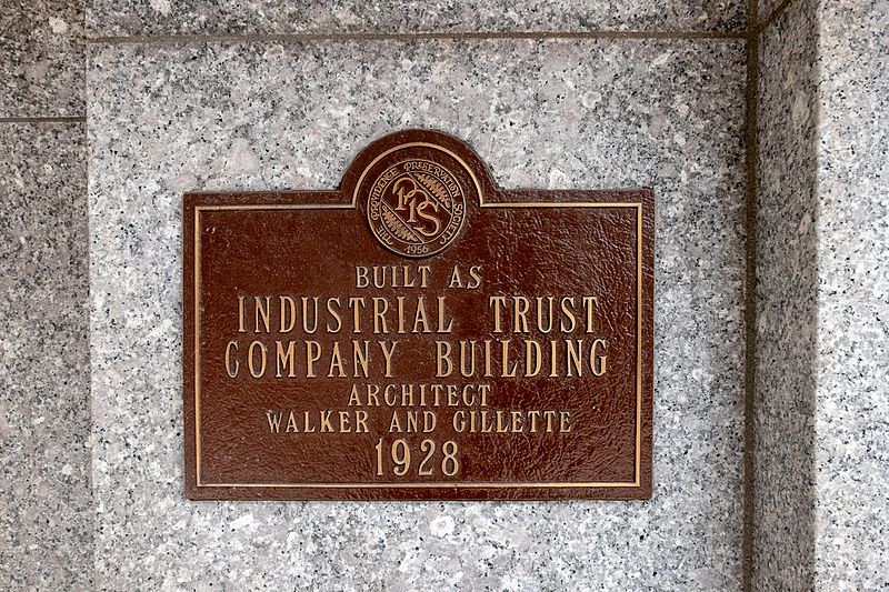 Archivo Industrial Trust Building plaque, Providence RI