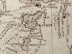 Lago Calafquen y Panguipulli en el Plano de Arauco y Valdivia 1870.jpg