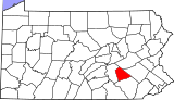 Map of Pennsylvania highlighting Lebanon County.svg