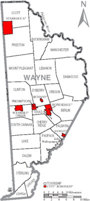 Archivo:Map of Wayne County Pennsylvania With Municipal and Township Labels