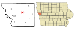 Monona County Iowa Incorporated and Unincorporated areas Castana Highlighted.svg