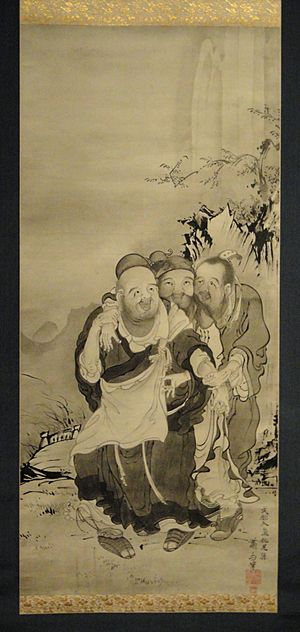 Archivo:The Three Laughers of Tiger Ravine, Soga Shohaku - Indianapolis Museum of Art - DSC00768