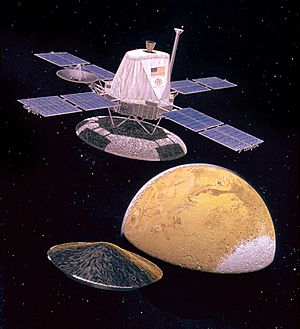 Ilustración de una sonda Viking; el aterrizador (abajo, en la cásula) se separa del orbitador (NASA).