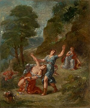 Archivo:Eugène Delacroix - Four Seasons, Spring - Eurydice bitten by a serpent while picking flowers (MASP)