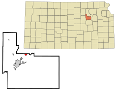 Geary County Kansas Incorporated and Unincorporated areas Fort Riley-Camp Whiteside Highlighted.svg