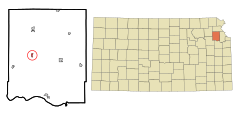 Jefferson County Kansas Incorporated and Unincorporated areas Ozawkie Highlighted.svg