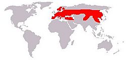 Su área de distribución en Eurasia