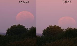 Archivo:Lunar eclipse at sunrise Minneapolis October 2014