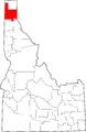 Map of Idaho highlighting Bonner County