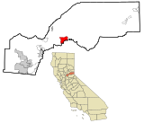 Placer County California Incorporated and Unincorporated areas Foresthill Highlighted.svg