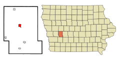 Audubon County Iowa Incorporated and Unincorporated areas Audubon Highlighted.svg