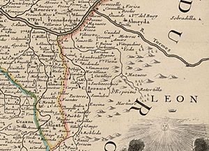 Archivo:Cartes de Geographie. s. XVIII. Placide de Sainte-Hélène. París (detalle oeste salmantino)