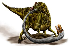 Archivo:Edmontosaurus pounding Albertosaurus by durbed
